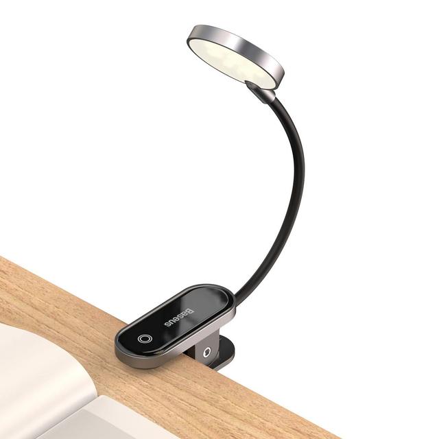 baseus comfort reading mini clip lamp eye protection light for home office dark grey - SW1hZ2U6Njc1Njk=