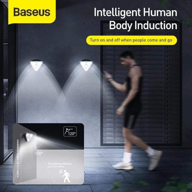 Baseus DGNEN-A01 Energy Collection Series Solar Energy Human Body Induction Wall Lamp-Black - SW1hZ2U6NzQwMjI=