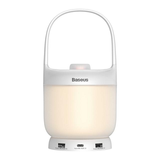 مصباح لاسلكي محمول Baseus Moon-white Series Knob Stepless Dimming Portable Lamp – أبيض - SW1hZ2U6NzQ5NTg=