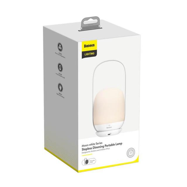baseus moon white series stepless dimming portable lamp designed for mothers and children pluswhite - SW1hZ2U6NzQ5NTU=