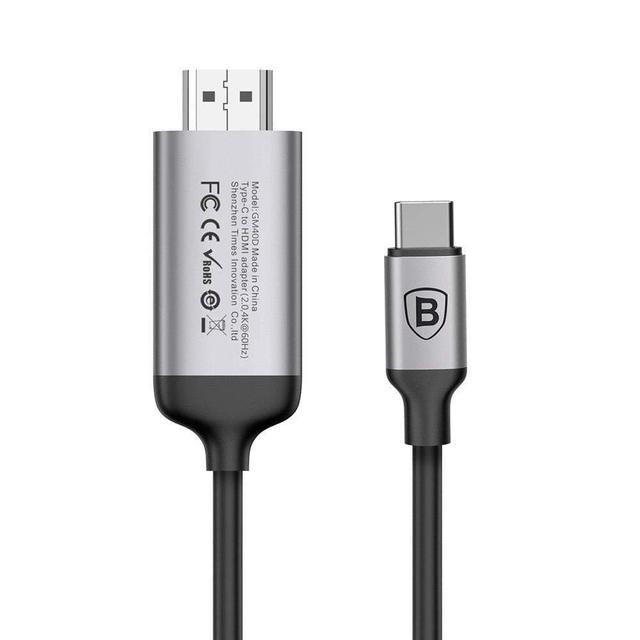 baseus video type c male to hdmi male adapter cable 1 8m space gray - SW1hZ2U6NzQ5NDg=