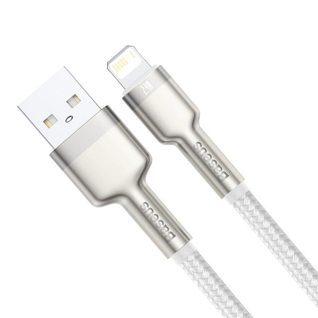 baseus cafule series metal data cable usb to ip 2 4a 2m white - SW1hZ2U6NzYwMzM=