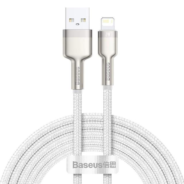 كابل Baseus Cafule Series Metal Data Cable USB to IP 2.4A 1متر ابيض - SW1hZ2U6NzYzNTQ=