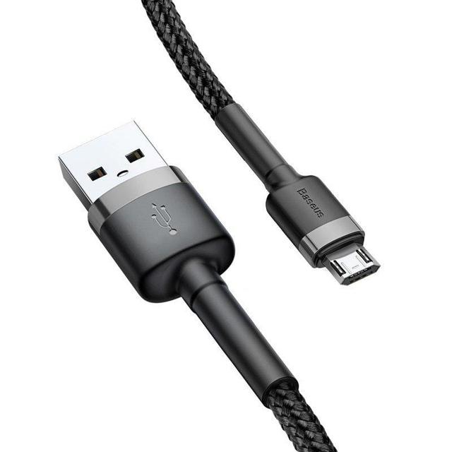 كابل Baseus cafule Cable USB For Micro 1.5A 2 متر -رمادي + أسود - SW1hZ2U6NzY2MzY=