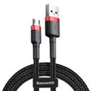كابل Baseus cafule Cable USB For Micro 2A 3 متر -أحمر+ أسود - SW1hZ2U6NzY1NDA=