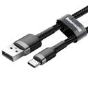 كابل Baseus cafule Cable USB For Type-C 3A ١ متر -رمادي+ أسود - SW1hZ2U6NzY3NzU=
