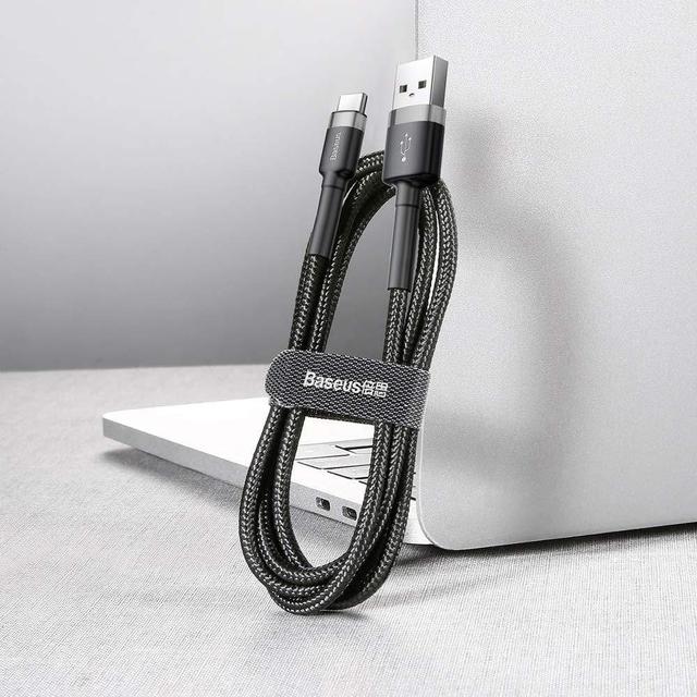 كابل Baseus cafule Cable USB For Type-C 3A ١ متر -رمادي+ أسود - SW1hZ2U6NzY3NzQ=