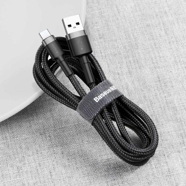 كابل Baseus cafule Cable USB For Type-C 3A ١ متر -رمادي+ أسود - SW1hZ2U6NzY3NzY=