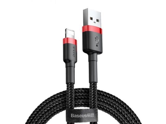 كابلBaseus cafule Cable USB For lightning 1.5A  2 متر -أسود /أحمر - SW1hZ2U6NzY2ODA=