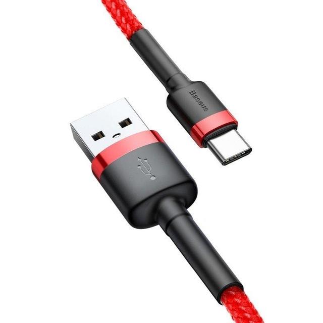كابل Baseus cafule Cable USB For Type-C 2A 3متر - أحمر - SW1hZ2U6NzY1NDk=
