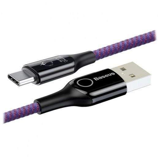 كابل Baseus C-shaped Light Intelligent power-off Cable USB For Type-C 3A 1 متر -بنفسجي - SW1hZ2U6NzYxMjc=