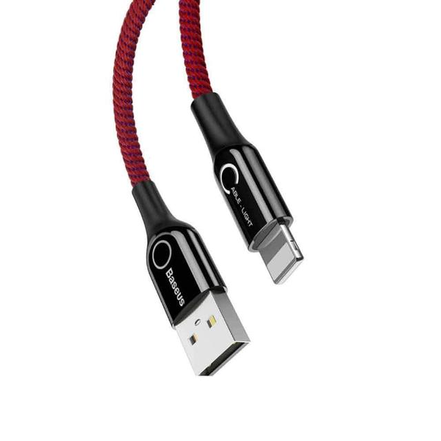 كابل Baseus C-shaped Light Intelligent power-off Cable USB For Type-C 3A 1 متر -أحمر - SW1hZ2U6NzYxMzQ=