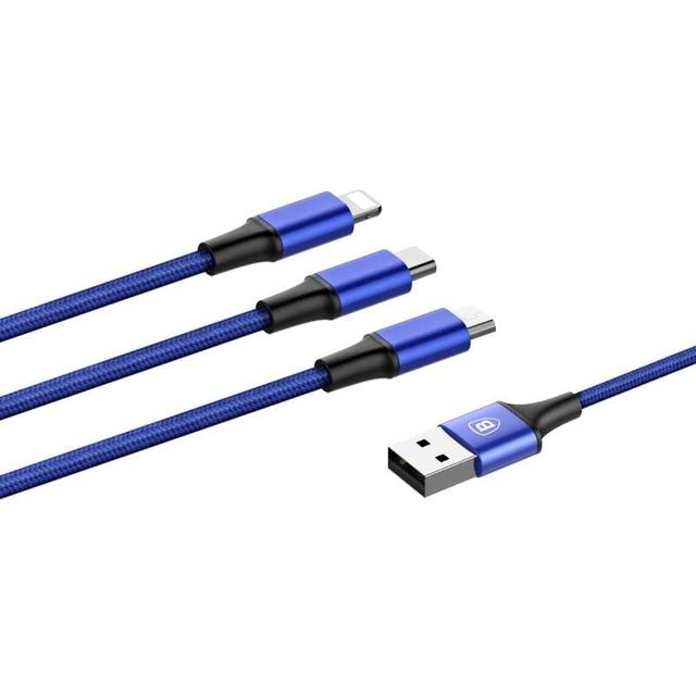 baseus rapid series 3 in 1 cable micro lightning type c 3a 1 2m dark blue - SW1hZ2U6NzY0Nzc=
