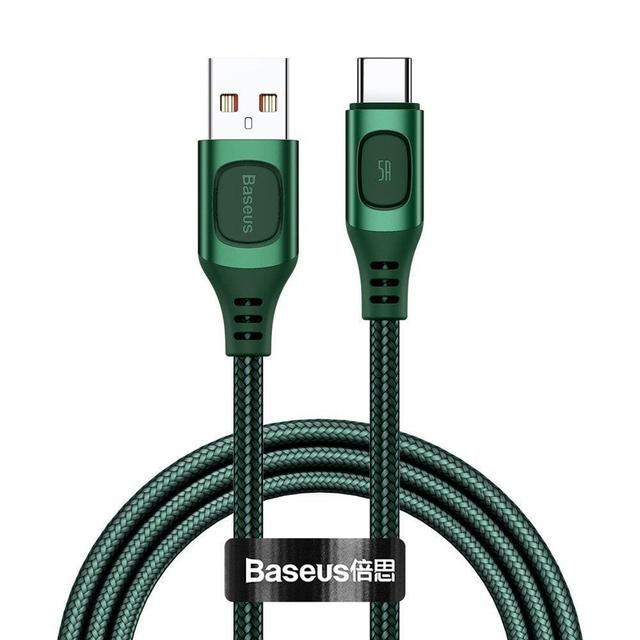 كابل Baseus Flash Multiple Fast Charge Protocols Convertible Fast Charging Cable USB For Type-C 5A  1 متر - أخضر - SW1hZ2U6NzYxMDc=