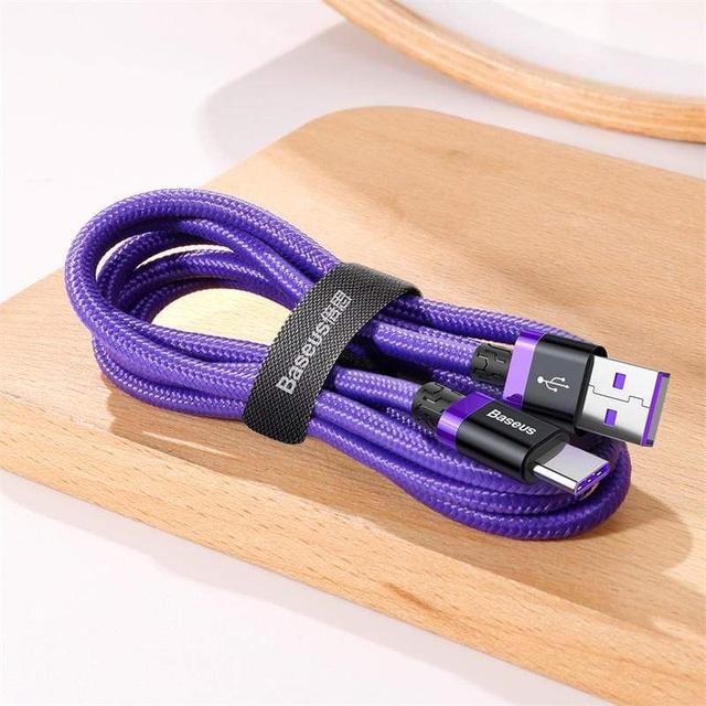 baseus purple gold red hw flash charge cable usb for type c 40w 1m purple - SW1hZ2U6NzY2MjE=
