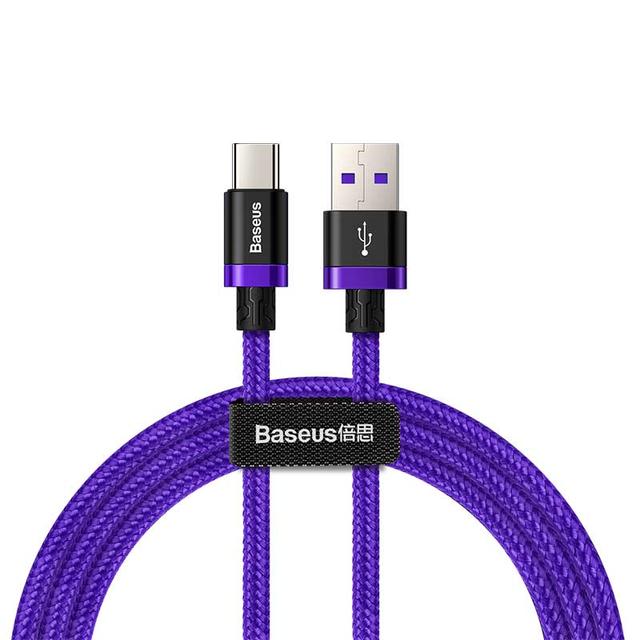baseus purple gold red hw flash charge cable usb for type c 40w 1m purple - SW1hZ2U6NzY2MjA=