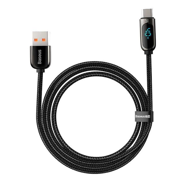 كابل بيانات الشحن السريع Baseus Display Fast Charging Data Cable USB to Type-C 5A 1m - أسود - SW1hZ2U6NzU4NTU=