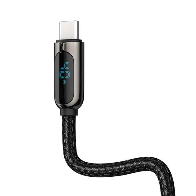 كابل بيانات الشحن السريع Baseus Display Fast Charging Data Cable USB to Type-C 5A 1m - أسود - SW1hZ2U6NzU4NTY=
