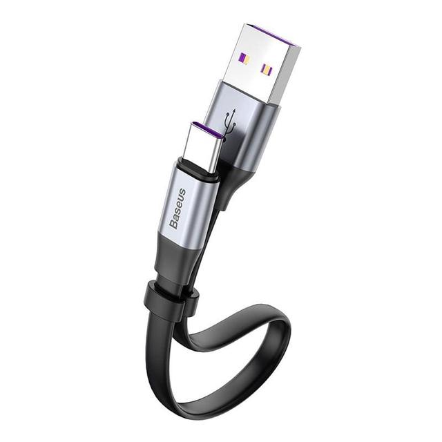 كابل Baseus Simple HW Quick Charge Charging Data Cable USB For Type-C 40W 23cm- أسود / رمادي - SW1hZ2U6NzY4NjQ=