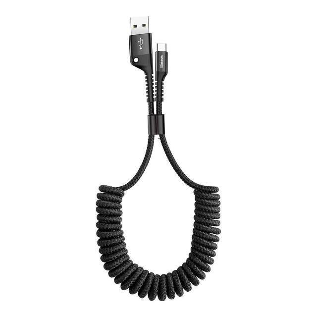 كابل Baseus Fish-eye Spring Data Cable USB For Type-C 2A 1M - أسود - SW1hZ2U6NzY2ODY=