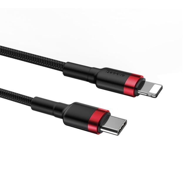 كابل Baseus Cafule Cable Type-C to iP PD 18W 1m أسود وأحمر - SW1hZ2U6NzYzNzk=