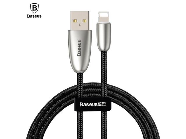 baseus torch series data cable usb for ip 2 4a 1m blackwith lamp - SW1hZ2U6NzY2MTA=