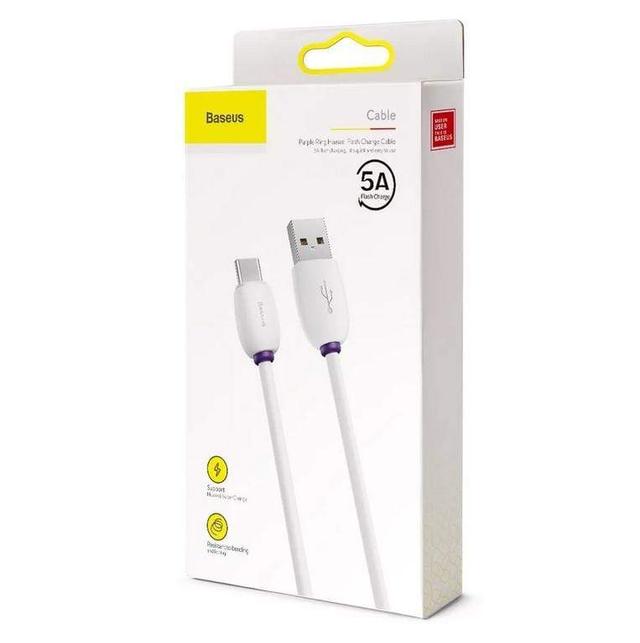 baseus purple ring hw quick charging usb cable for type c 40w 1m white - SW1hZ2U6NzY3MjY=