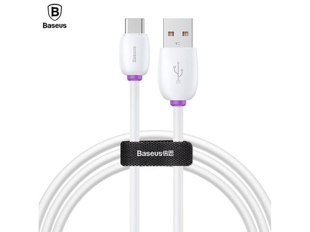 baseus purple ring hw quick charging usb cable for type c 40w 1m white - SW1hZ2U6NzY3MjU=