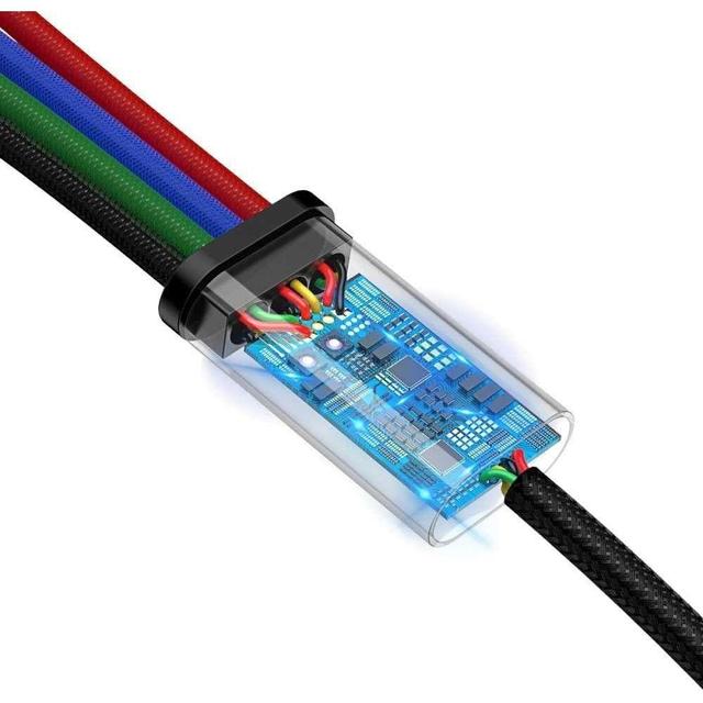 كابل الشحن Baseus Fast 4-in-1 Cable For Baseus Three Primary Colors 3-in-1 Cable USB For M+L+T 3.5A 30CM أسود - SW1hZ2U6NzYxNDg=
