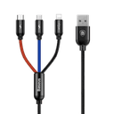 كابل الشحن Baseus Three Primary Colors 3-in-1 Cable USB For M+L+T 3.5A 30CM أسود - SW1hZ2U6NzY1ODA=