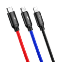 baseus three primary colors 3 in 1 cable usb for m l t 3 5a 1 2m black - SW1hZ2U6NzY0MDQ=