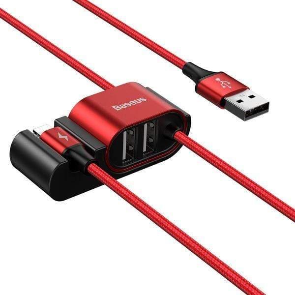 ممحول الكابلات Baseus Special Data Cable for Backseat (USB to iP+Dual USB)  الأحمر - SW1hZ2U6NzU5MzM=