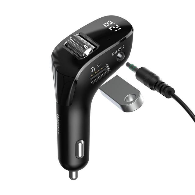شاحن السيارة Baseus Streamer F40 AUX wireless MP3 car charger– أسود - SW1hZ2U6NzU0NTY=
