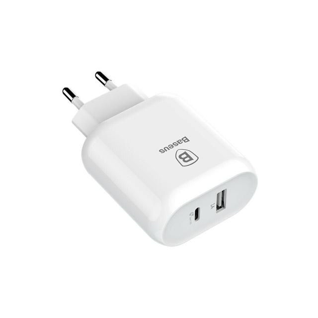 شاحن BASEUS BOJure Series quick charge charger 32W /USB PORT ANF TYPEC PD QUICK（EU）الأبيض - SW1hZ2U6NzUxNjI=