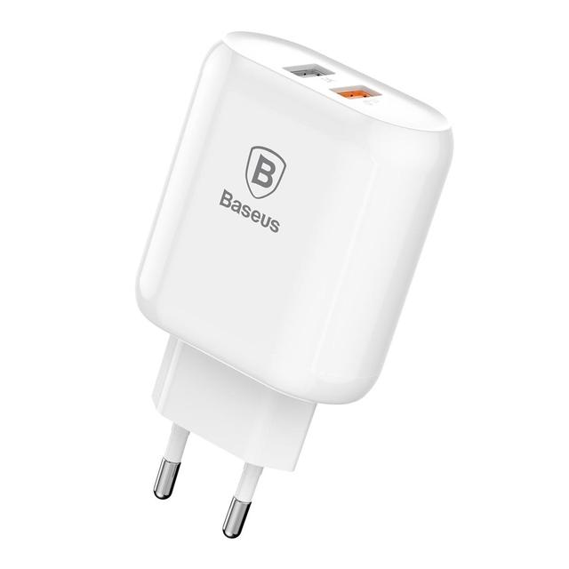 شاحن Baseus Bojure Series Dual-USB quick charge charger for 23W （EU） الأبيض - SW1hZ2U6NzU2MzU=