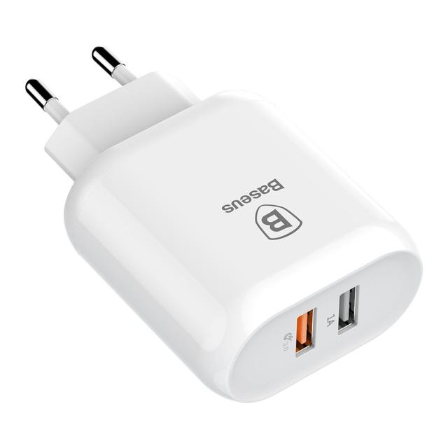 شاحن Baseus Bojure Series Dual-USB quick charge charger for 23W （EU） الأبيض - SW1hZ2U6NzU2Mzg=