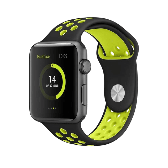 حزام ساعة BeHello - Apple Watch 42/44mm Silicone Strap - أسود / أصفر - SW1hZ2U6NTU2OTU=