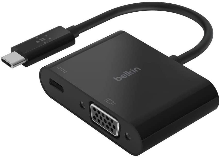 محول طاقة Belkin - USB-C to VGA 60W Power Delivery - أسود