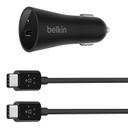 Belkin Car Charger With Usb Tyoe C Cable - Black - SW1hZ2U6NjUwNzQ=