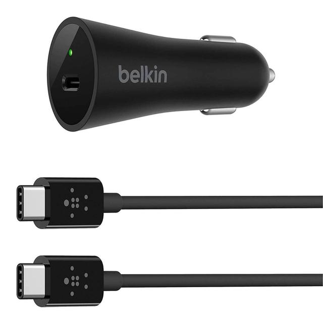 Belkin Car Charger With Usb Tyoe C Cable - Black - SW1hZ2U6NjUwNzQ=