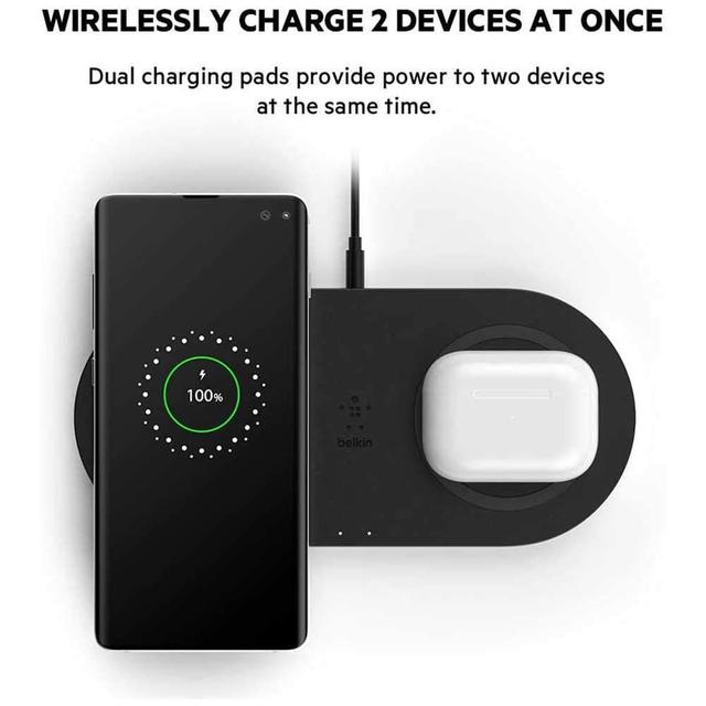 belkin dual wireless charging pad 10w black - SW1hZ2U6NjkzMDA=