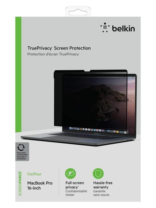 belkin screenforce trueprivacy macbook pro 16 screen protector ultra thin with full screen protection 2 way side filter removable reusable easy install for macbook pro 16 - SW1hZ2U6NTU5ODM=