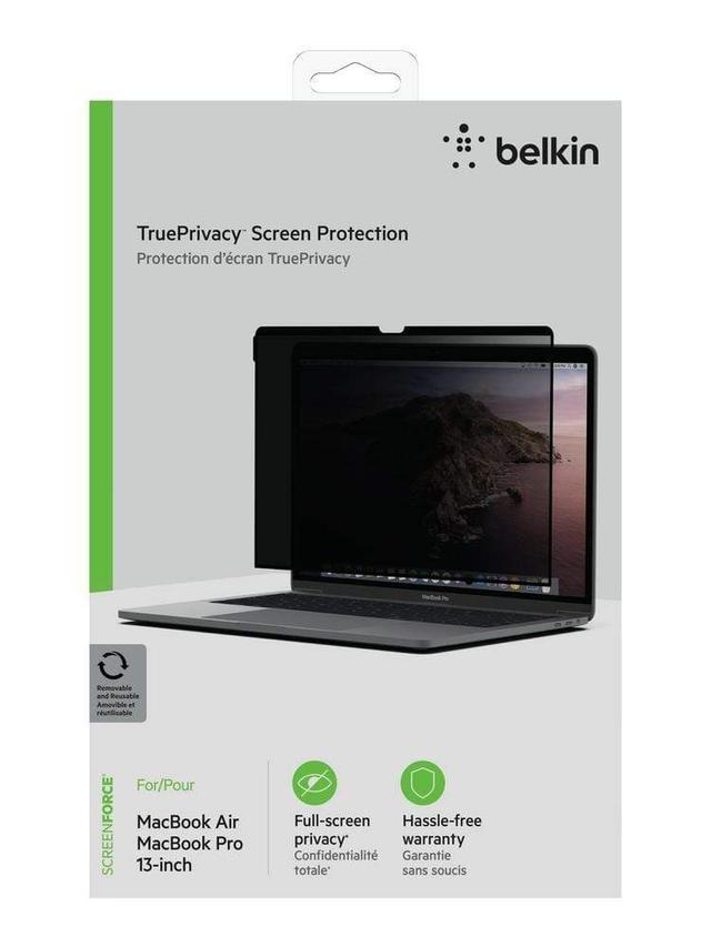 belkin screenforce trueprivacy macbook pro air 13 screen protector ultra thin with full screen protection 2 way side filter removable reusable easy install for macbook pro air 13 - SW1hZ2U6NTU5ODc=