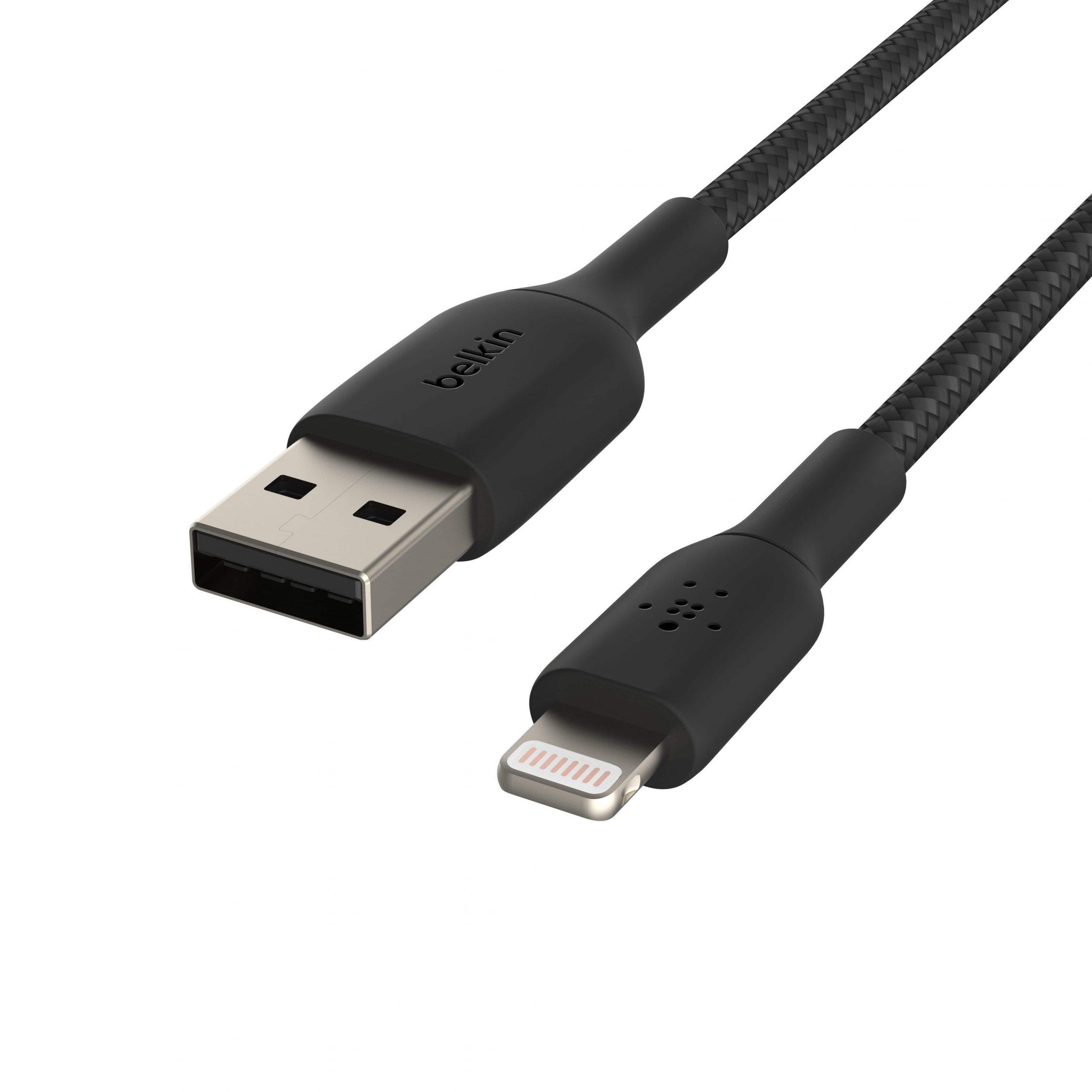 وصلة شاحن (كيبل شحن) آيفون و آيباد بمنفذ USB-A إلى مأخذ Lightning لون أسود Belkin - Boost Charge USB-A to Lightning Braided Cable - cG9zdDo1NTczNw==