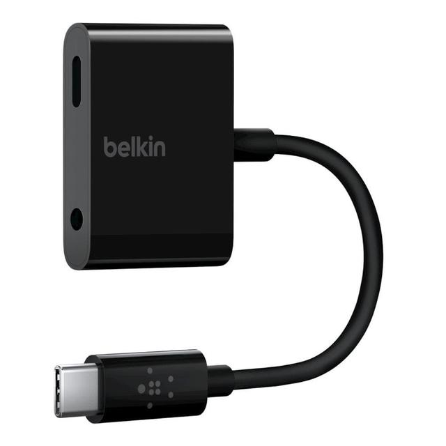 محول Belkin - Rockstar 3.5 mm Audio + USB-C Connector for Charge Adapter - أسود - SW1hZ2U6NTU4NjI=