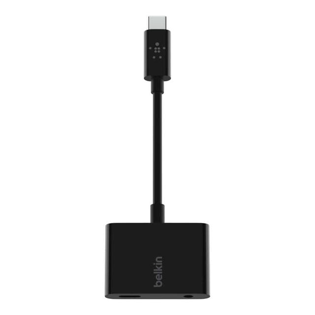 محول Belkin - Rockstar 3.5 mm Audio + USB-C Connector for Charge Adapter - أسود - SW1hZ2U6NTU4NjM=