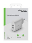 شاحن جدار Belkin Dual USB-A Wall Charger 2x 12W - أبيض - SW1hZ2U6Njg5NjA=