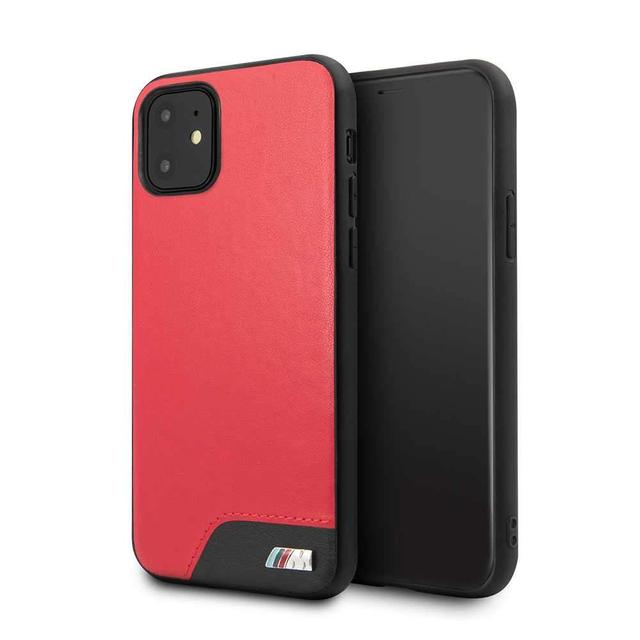 bmw hard case smooth pu leather for iphone 11 red - SW1hZ2U6NDYyMDI=