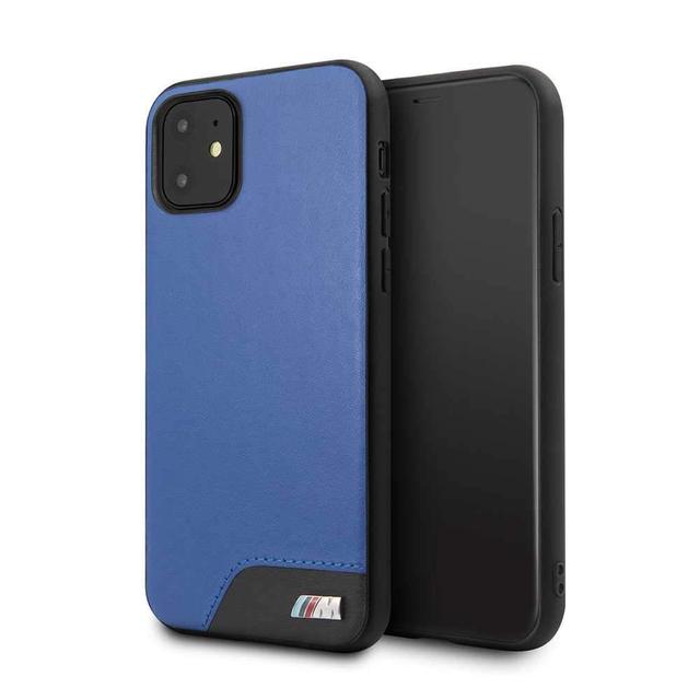 bmw hard case smooth pu leather for iphone 11 blue - SW1hZ2U6NDYxNTY=