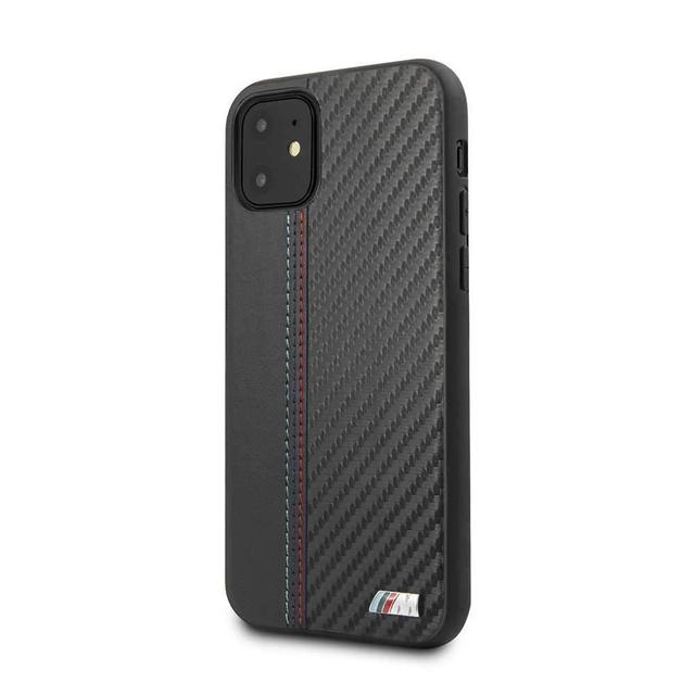 bmw pu leather carbon strip hard case for iphone 11 black - SW1hZ2U6NDYxNTE=